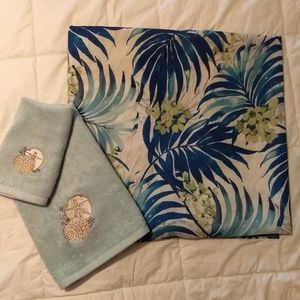 Tropical Shower Curtain  w/hand towels